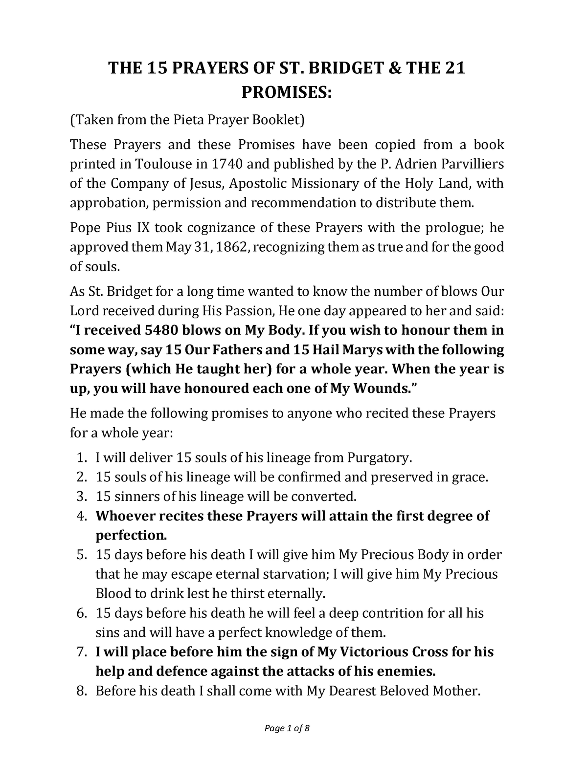 THE 15 Prayers OF ST Bridget - THE 15 PRAYERS OF ST. BRIDGET & THE 21 ...