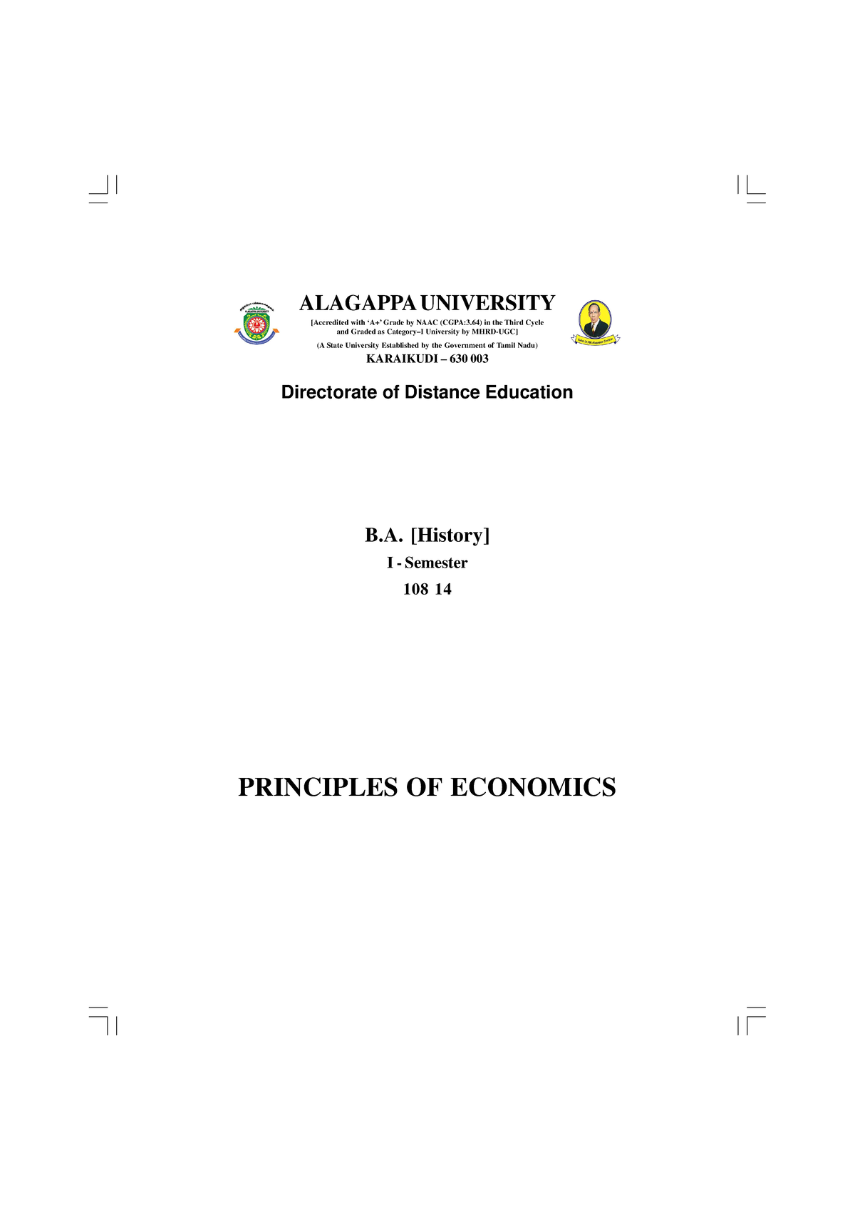 UG B.A. History (English) 108 14 Principles Of Economics - B. [History ...