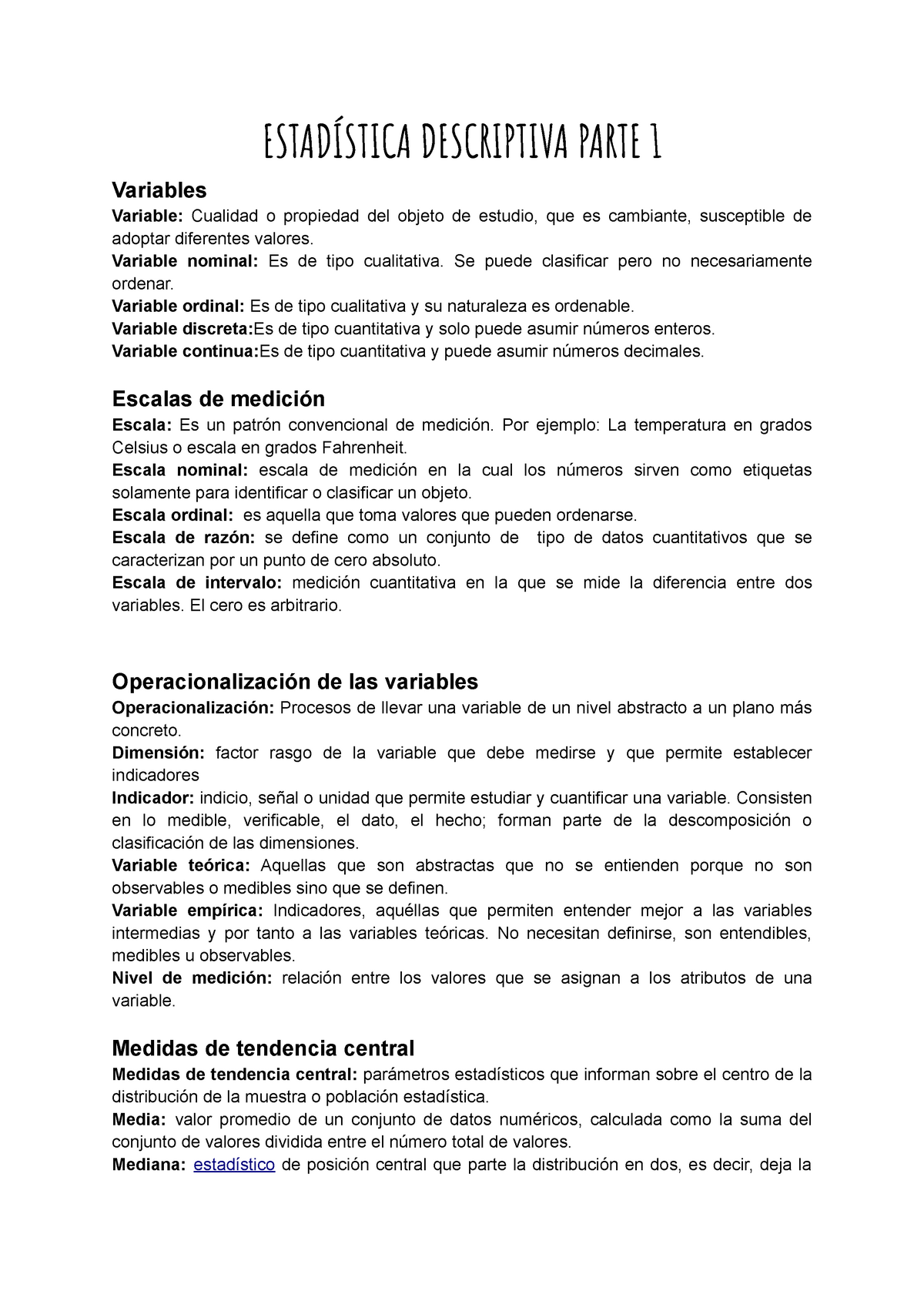 Glosario De Terminos De Probailidad Y Estadistica EstadÍstica Descriptiva Parte 1 Variables 5622