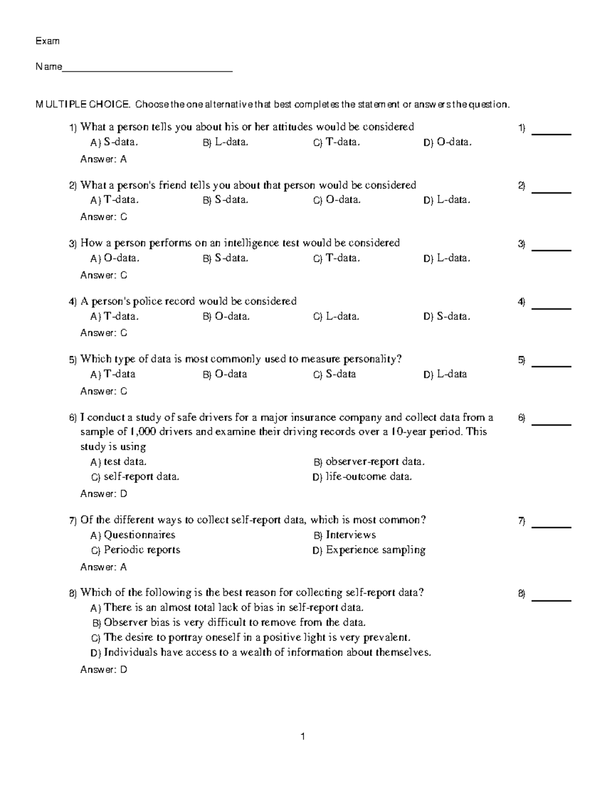 Chapter 2 practice questions with answers - Exam Name ...