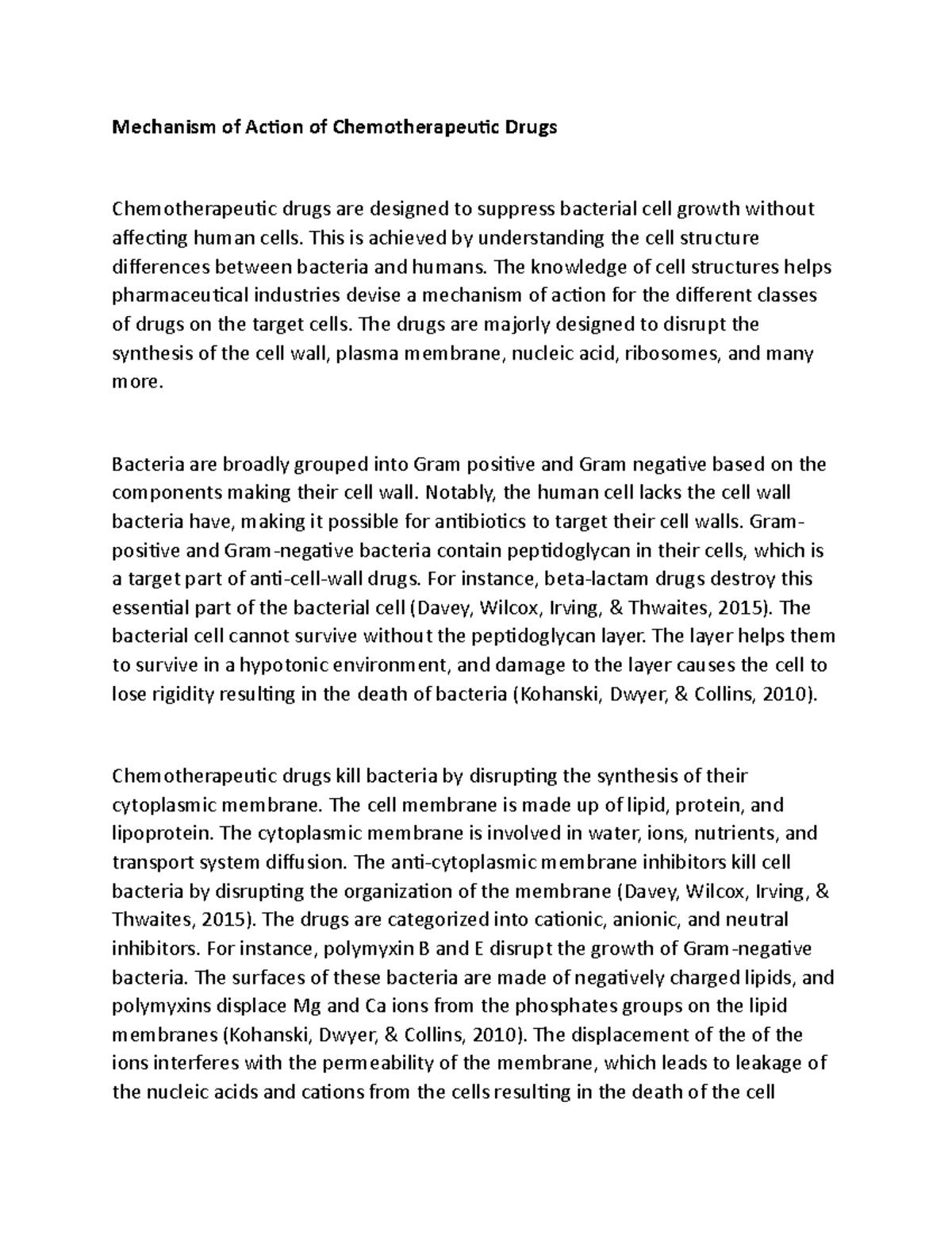 Mechanism of Action of Chemotherapeutic Drugs - Mechanism of Action of ...