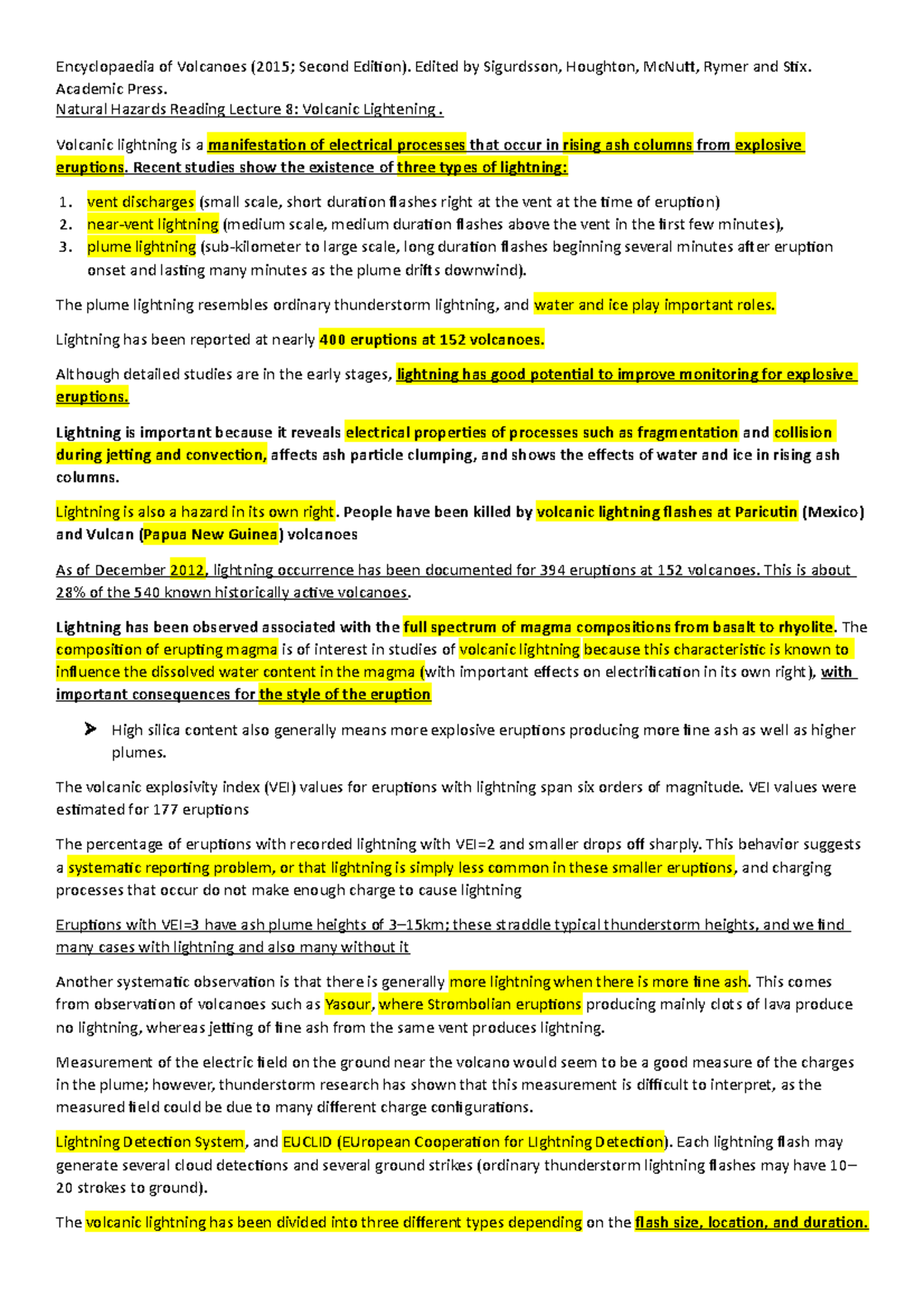 Sigurdsson Lightning - Hazards Key Work - Encyclopaedia of Volcanoes ...