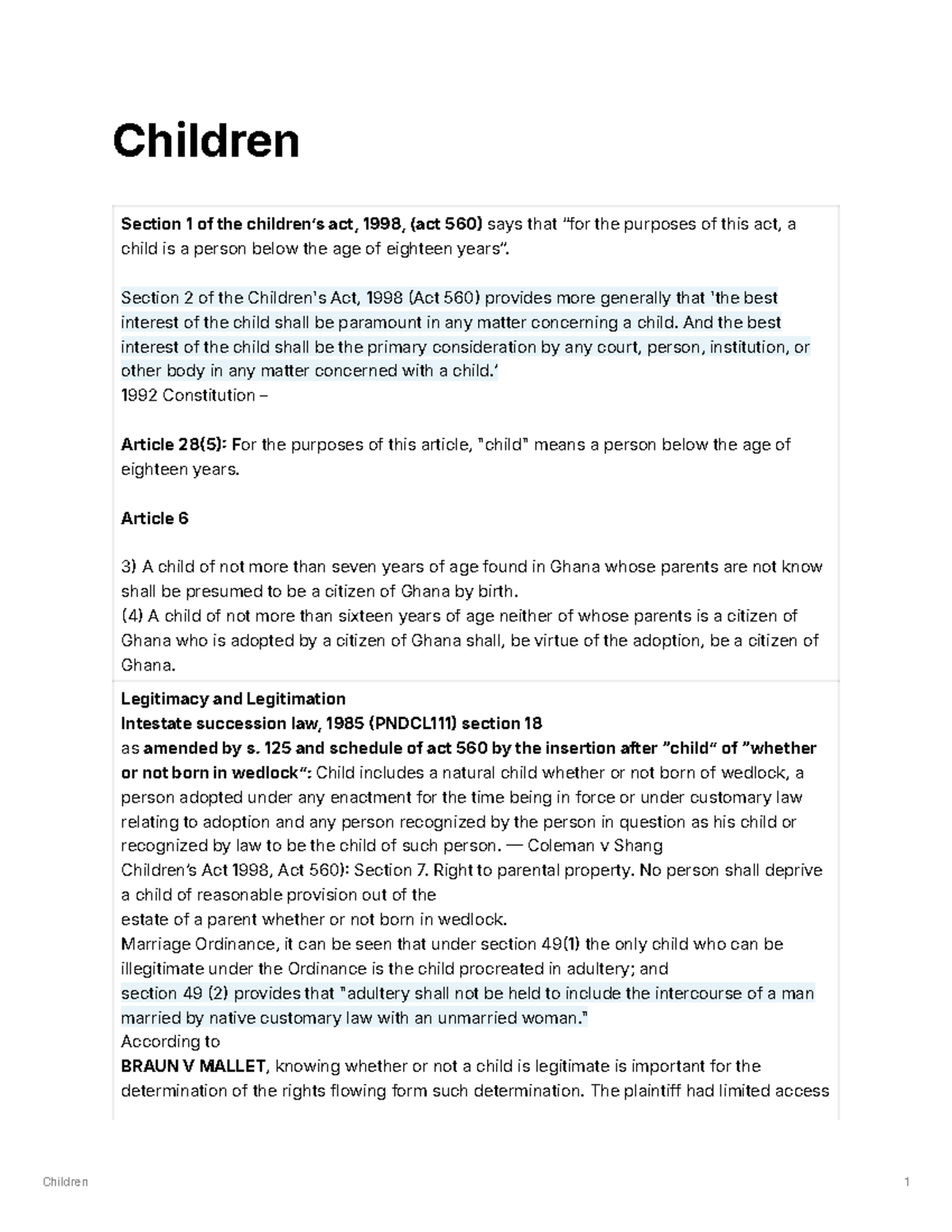 Children - Children Section 1 of the childrenʼs act, 1998, (act 560 ...