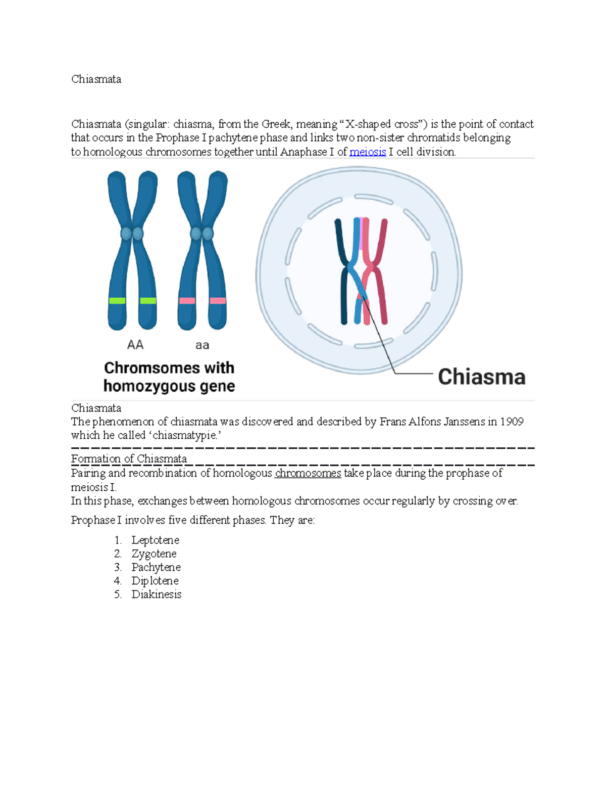 Chiasmata notes Chiasmata Chiasmata (singular chiasma, from the