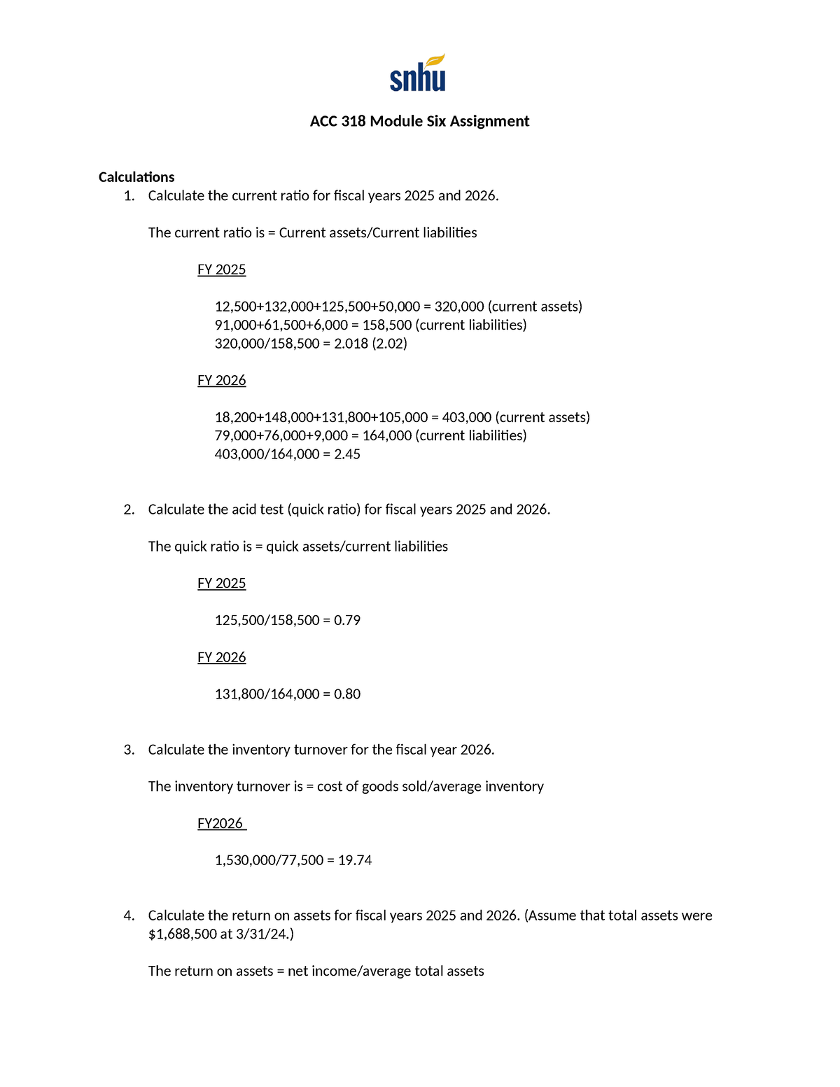 ACC 318 Module Six Assignment - ACC 318 Module Six Assignment ...