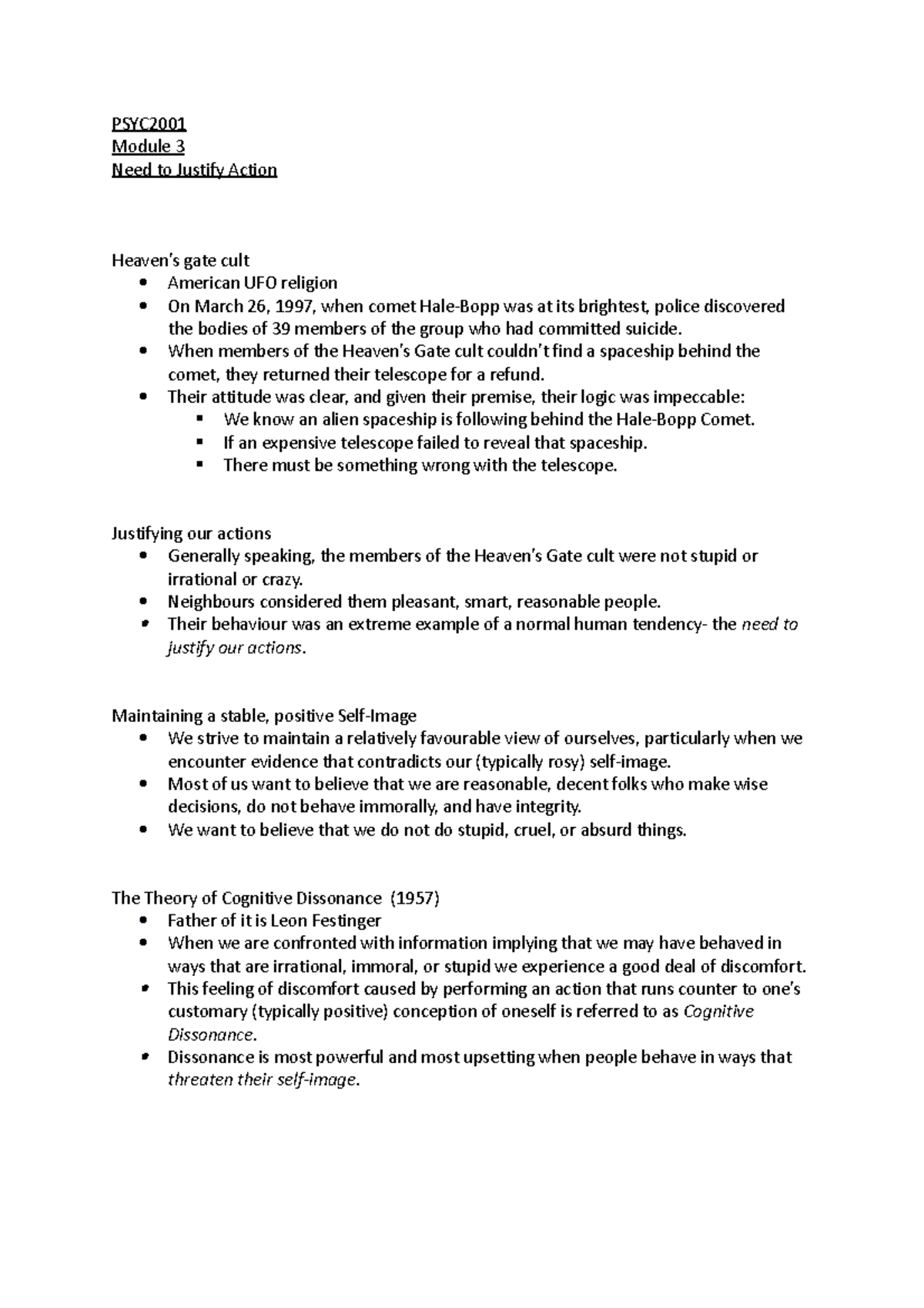 Module 3- Justifying Action - PSYC Module 3 Need to Justify Action ...