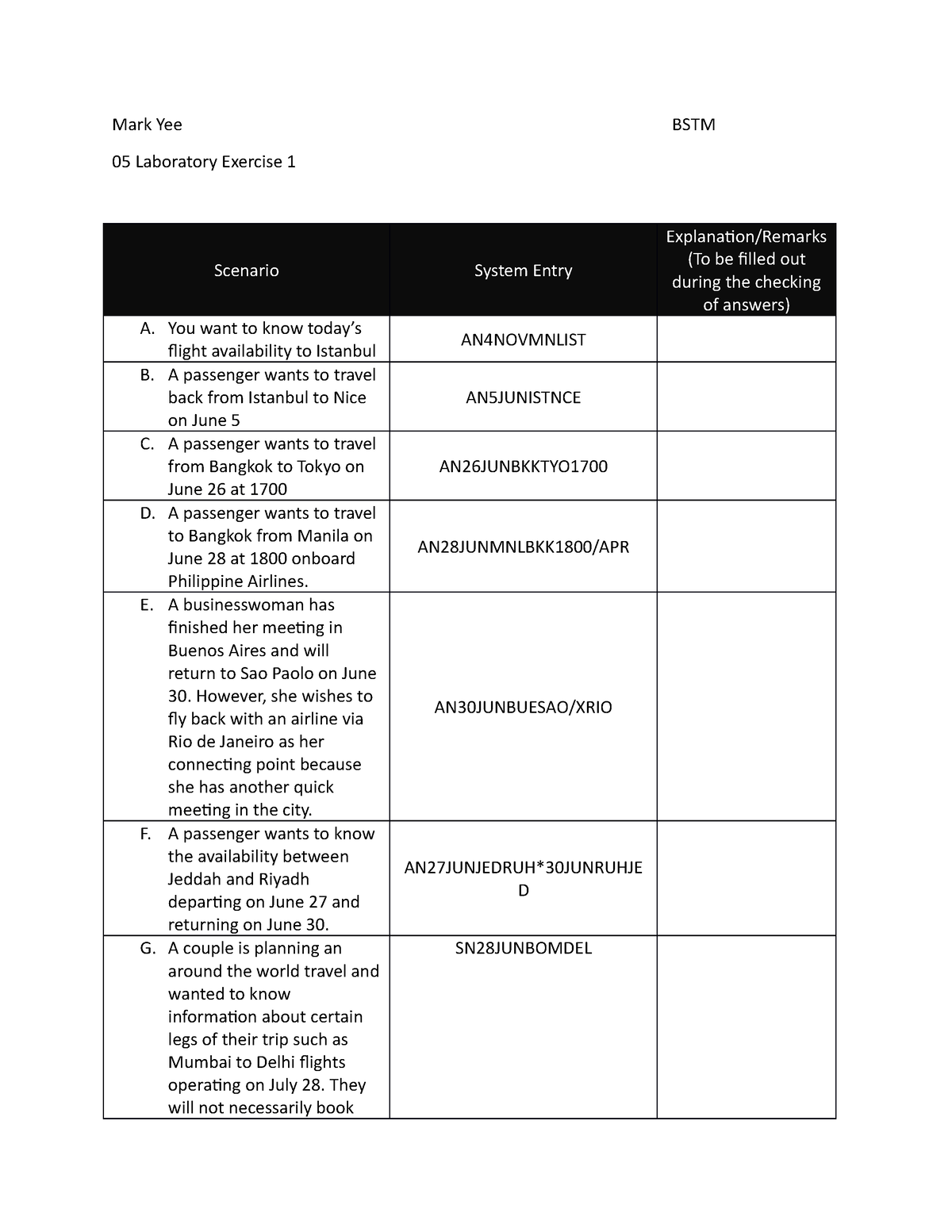 05 Laboratory Exercise Yee - Mark Yee BSTM 05 Laboratory Exercise 1 ...