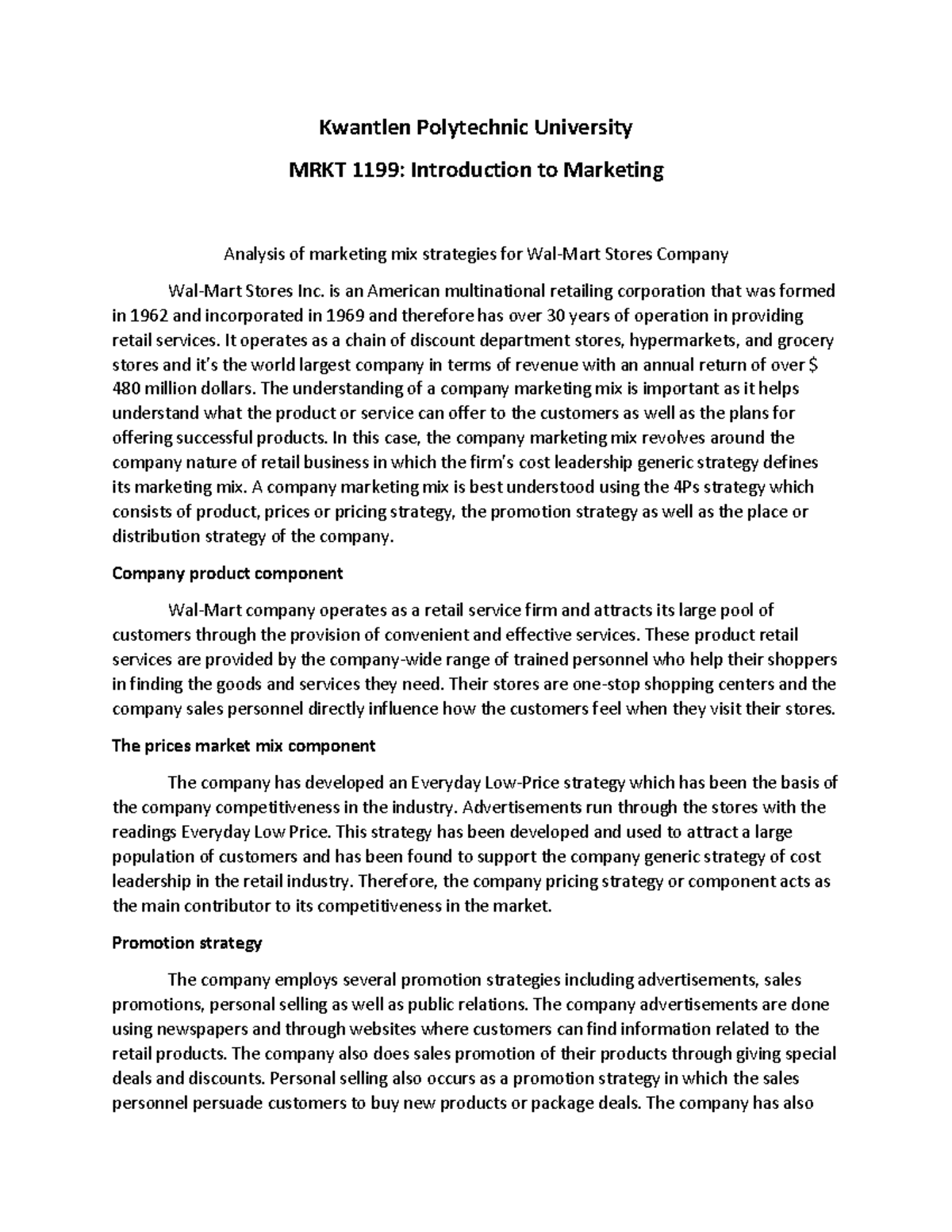 MRKT 1199 essay week 3 - Kwantlen Polytechnic University MRKT 1199 ...