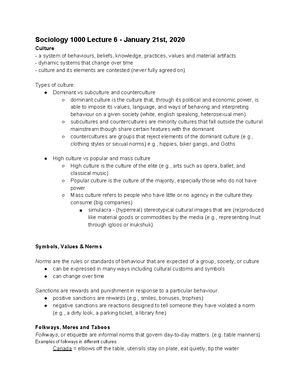 Sociology 1000 - Sociology 1000 Week 1 notes Day 1 Notes - Sociologist ...