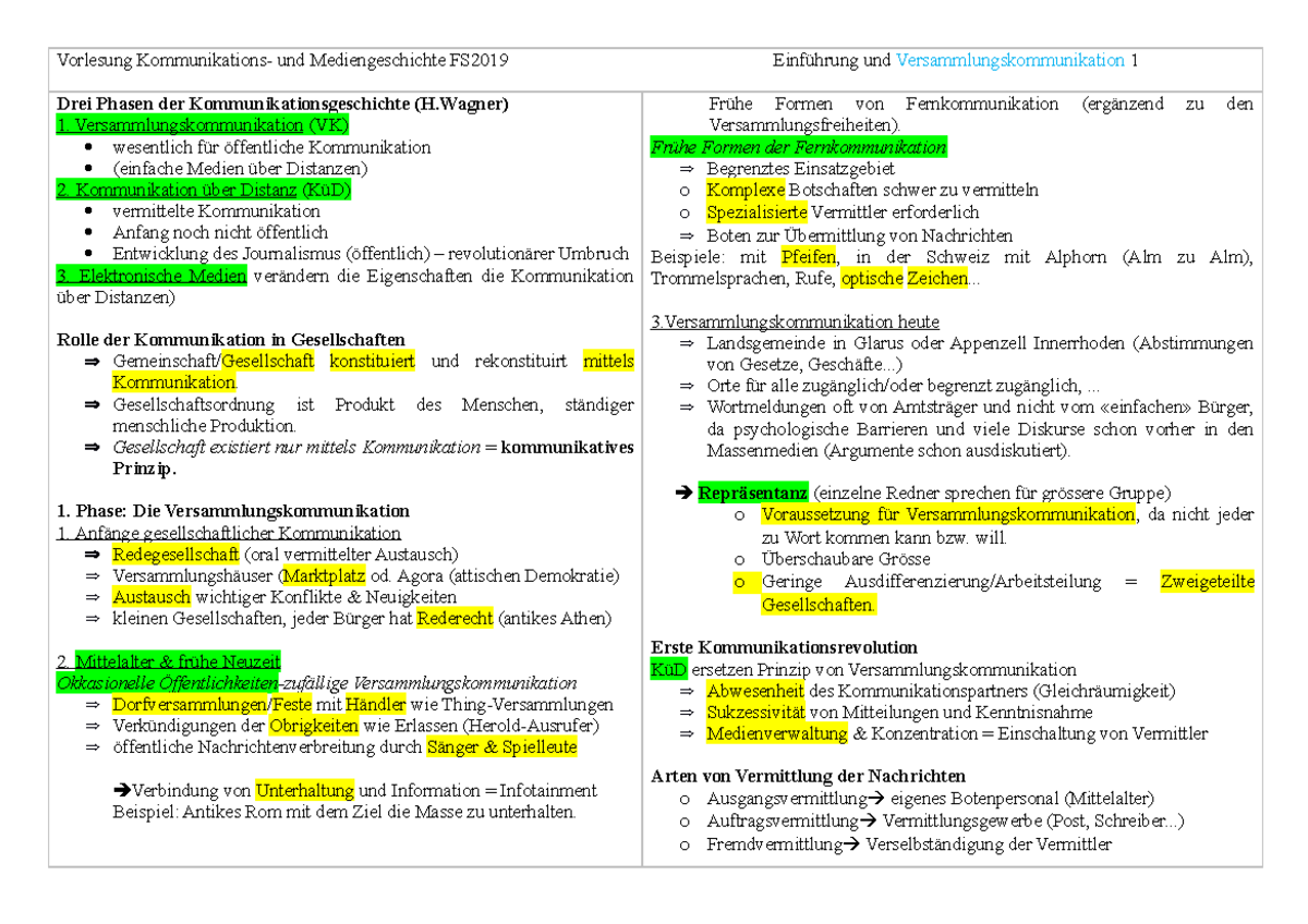 ZF Medien Geschichte - Deutsch - Vorlesung Kommunikations- Und ...