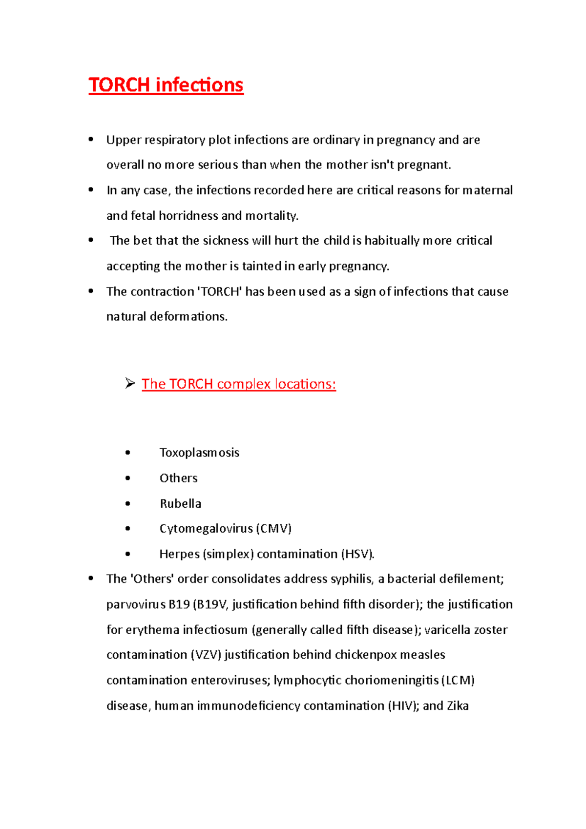 Torch infections INFORMATIVE NOTES TORCH infections Upper
