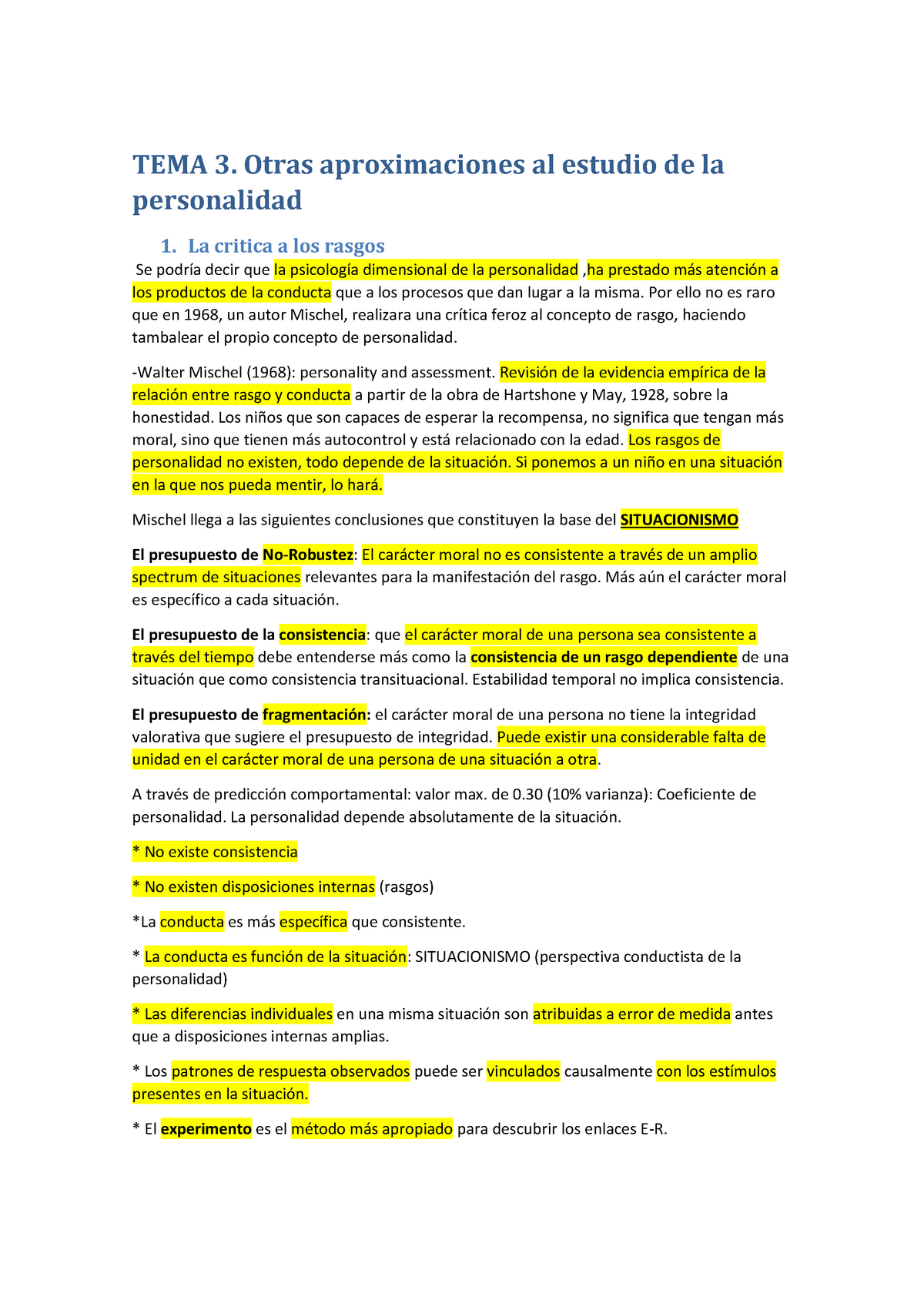 Tema 3-Otras Aproximaciones Al Estudio De La Personalidad TEMA Otras ...