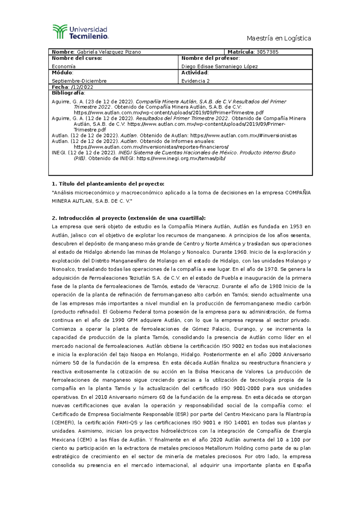 Evidencia 2 - analisis financiero - Nombre: Gabriela Velazquez Pizano ...