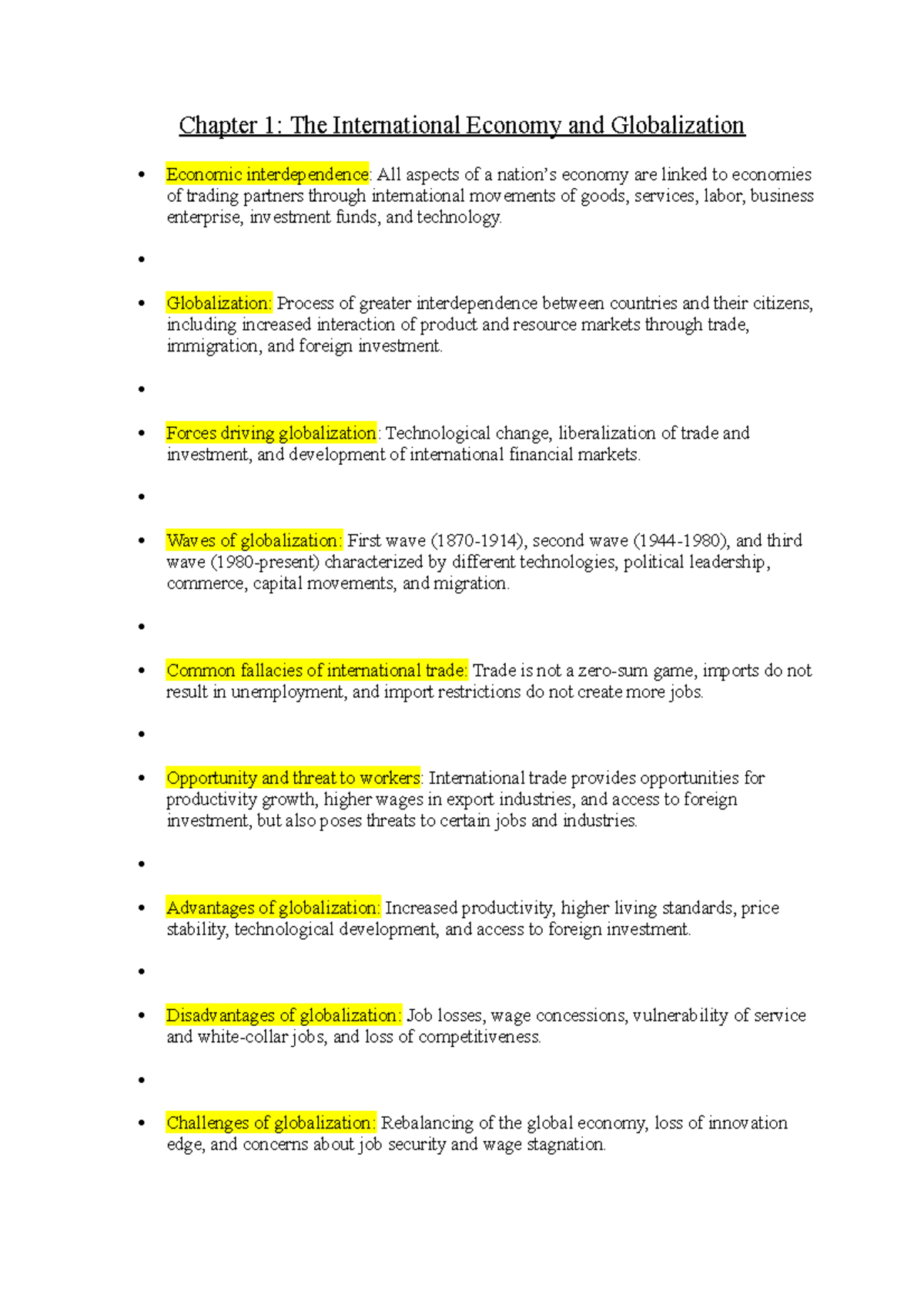 Applied International Economics Revision Notes Chapter 1 The Applied International Economics Revision Notes Chapter 1 The