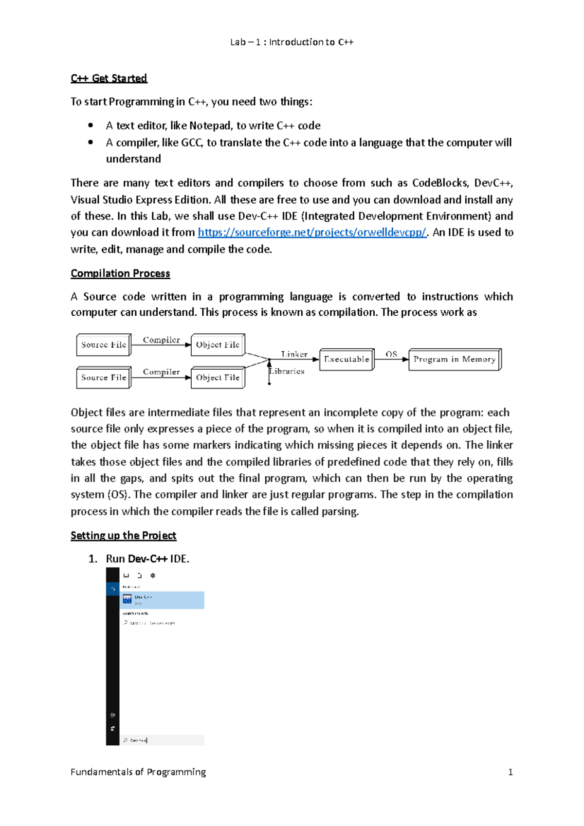 1. Lab - 1 FOP - practical - C++ Get Started To start Programming in ...