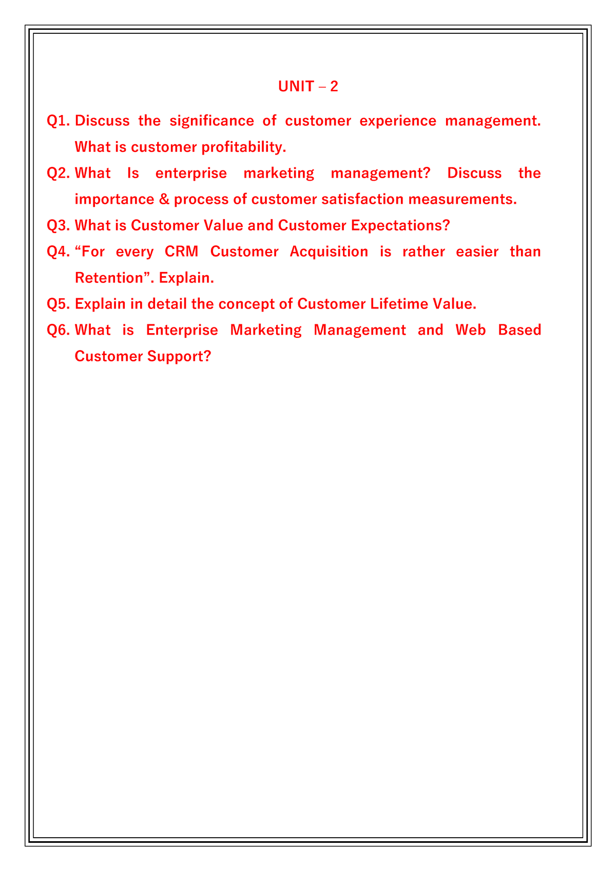 CRM UNIT-2 - Pdf Notes - UNIT – 2 Q1. Discuss The Significance Of ...