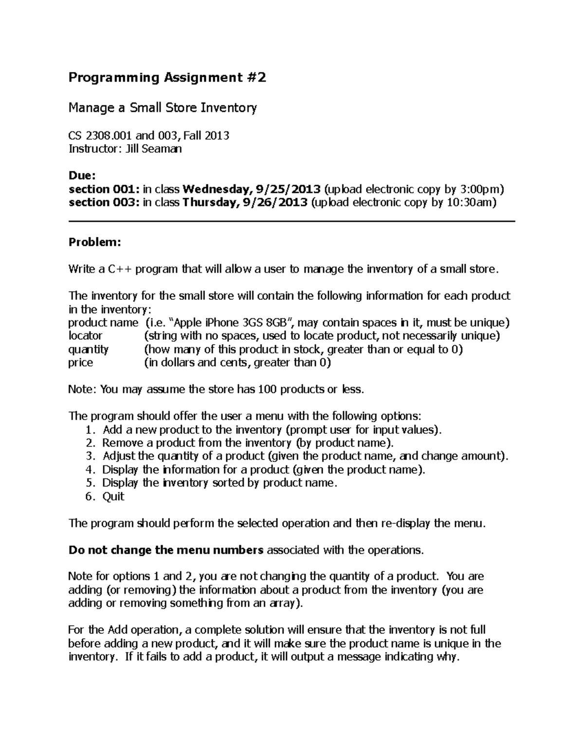 Manage Small Store Inventory Program - Studocu