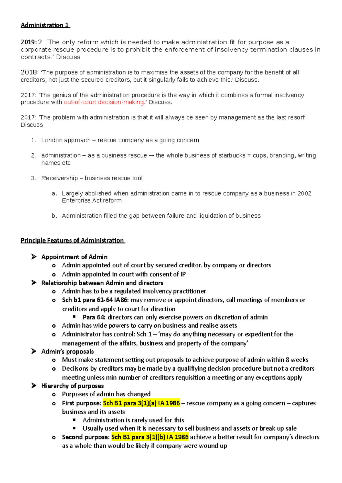 Administration 1 revision - Administration 1 2019: 2 ‘The only reform ...