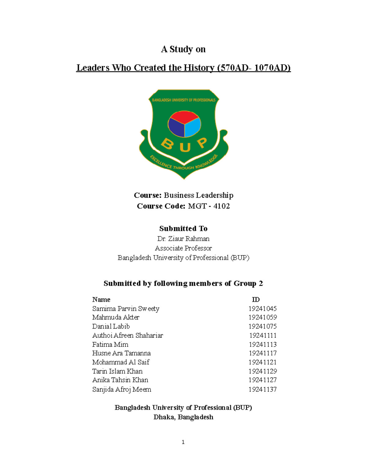 Business Leadership Group 2 - A Study On Leaders Who Created The ...