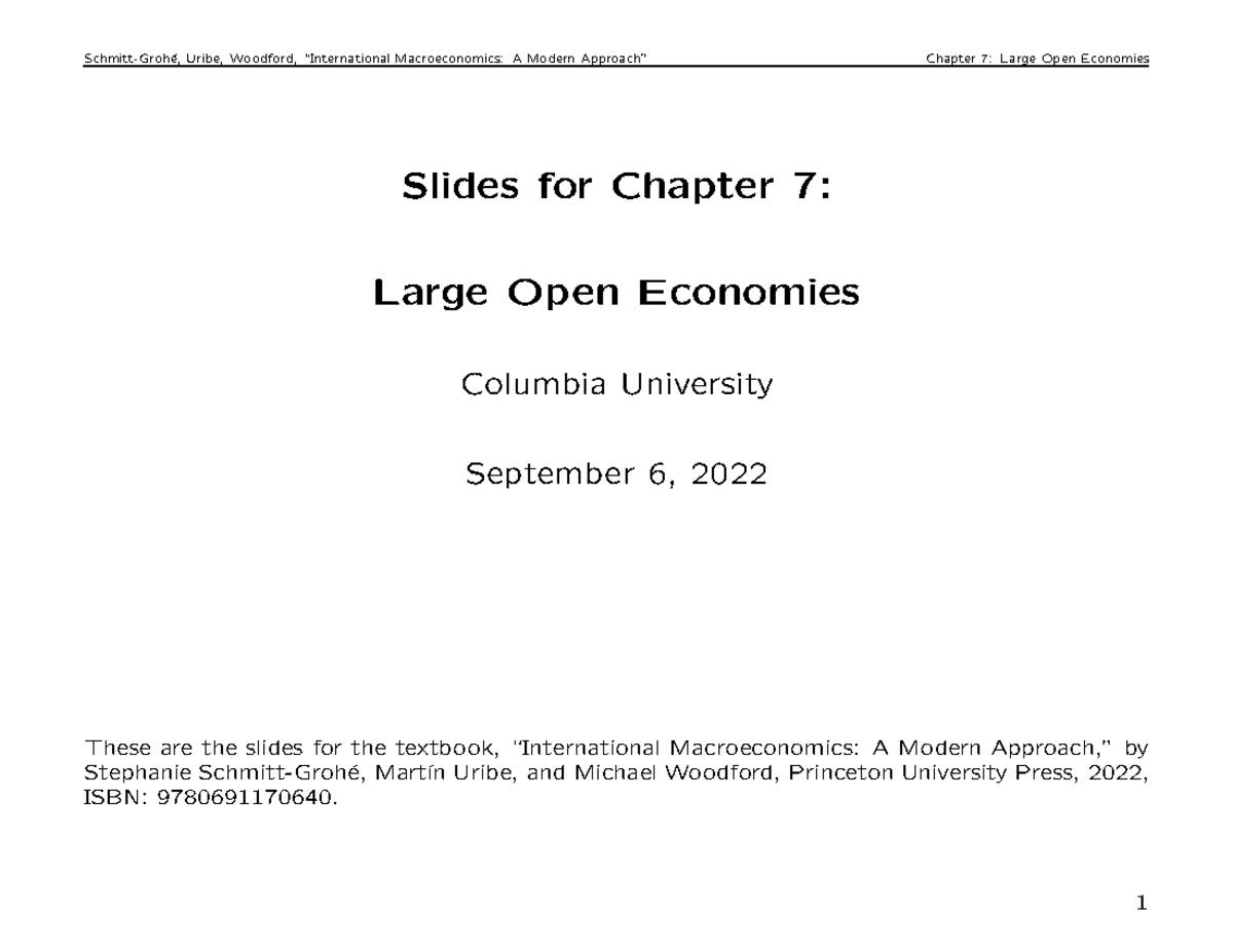 Chapter 7-Large Open Economies - Slides for Chapter 7: Large Open ...