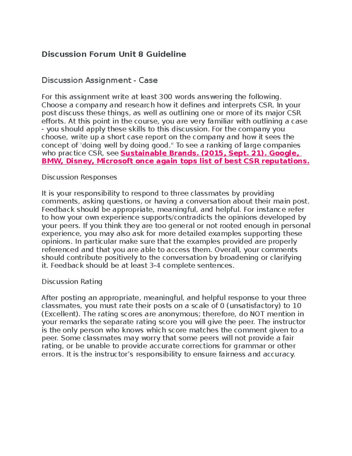 Discussion Forum Unit 8 Guideline - Discussion Forum Unit 8 Guideline ...