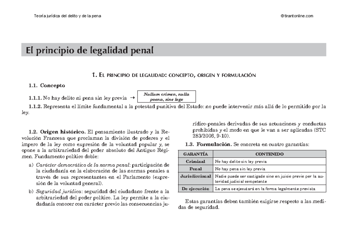 Esquema 1. Principio De Legalidad Penal - 1 PRINCIPIO DE LEGALIDAD ...