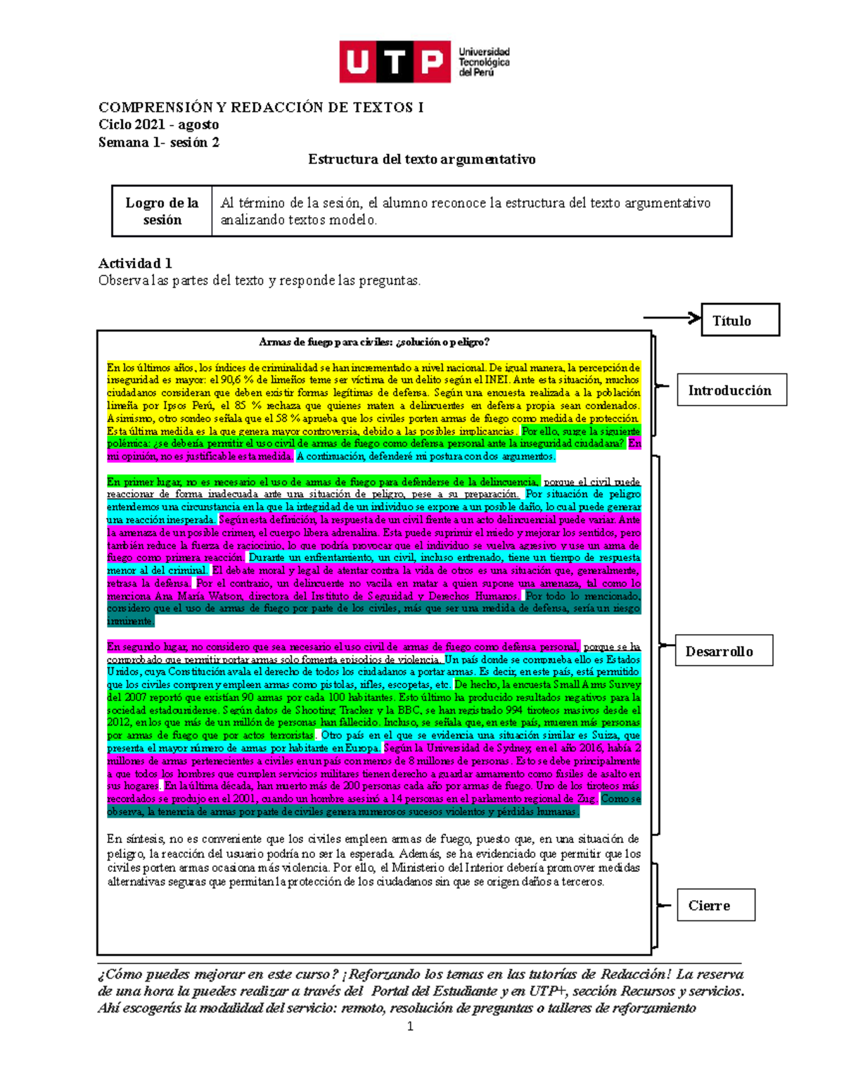 Guía Para La Estructura Del Texto Argumentativo ComprensiÓn Y RedacciÓn De Textos I Ciclo 2021 2729