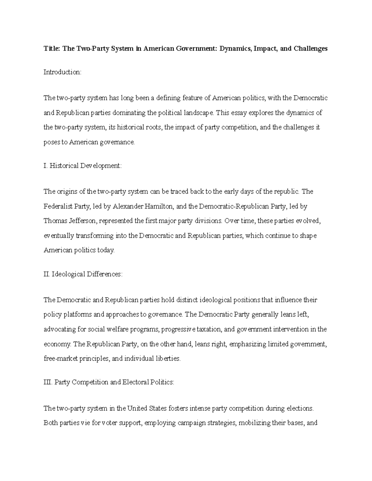 American Governemnt The 2 Party System Title The TwoParty System in