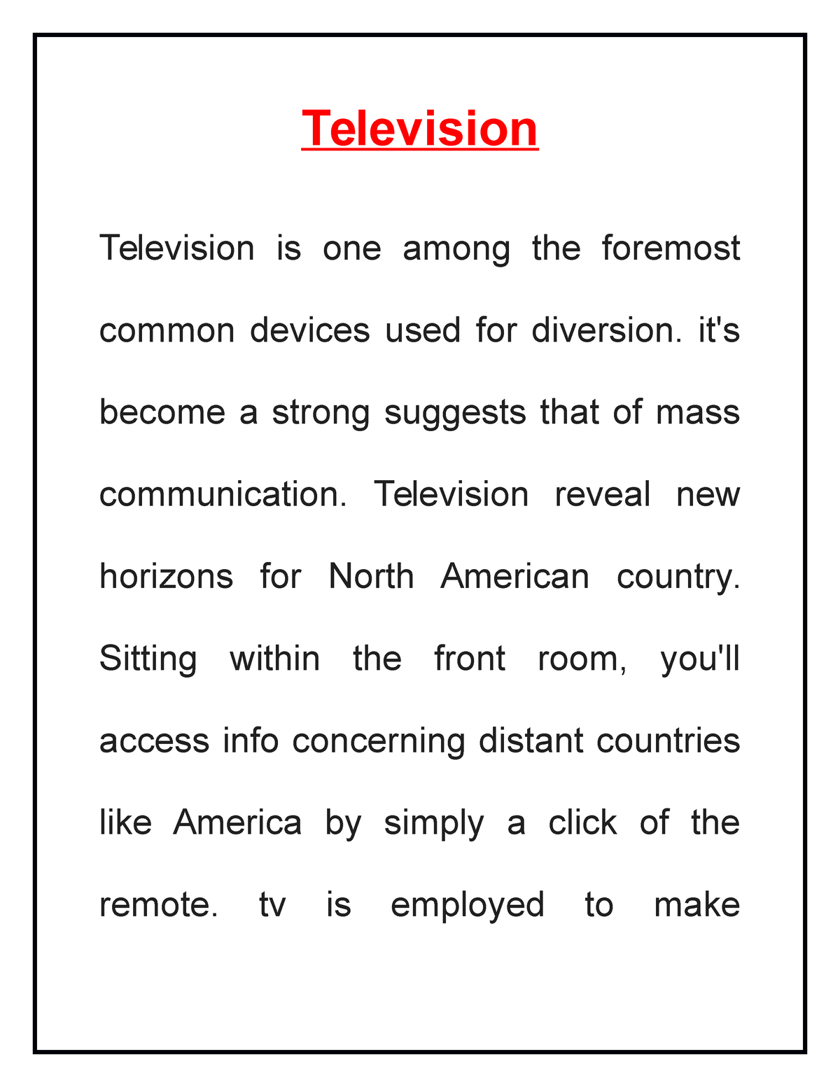 television persuasive essay