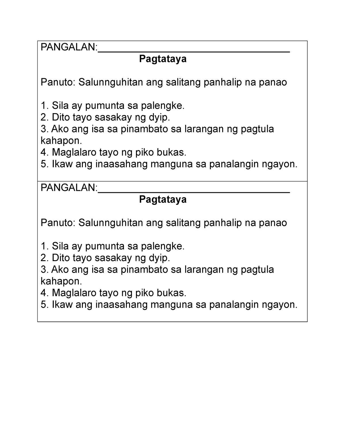 essay tagalog panuto