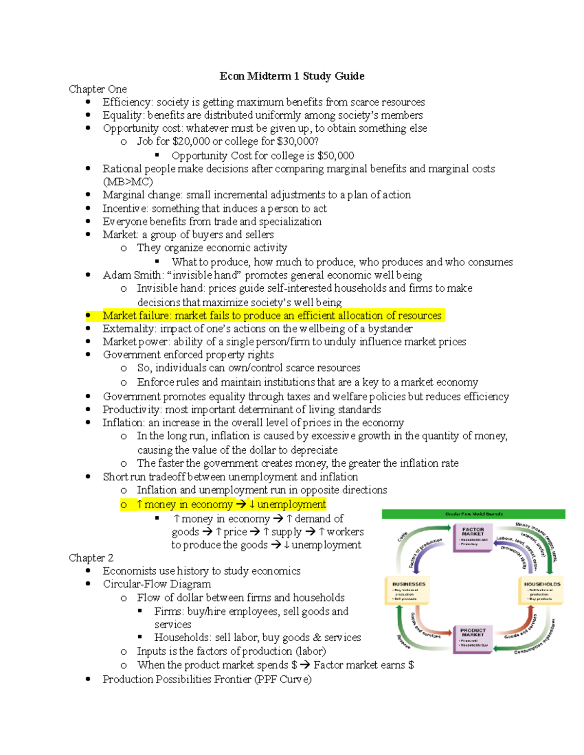 Econ Midterm 1 Study Guide - Econ Midterm 1 Study Guide Chapter One ...