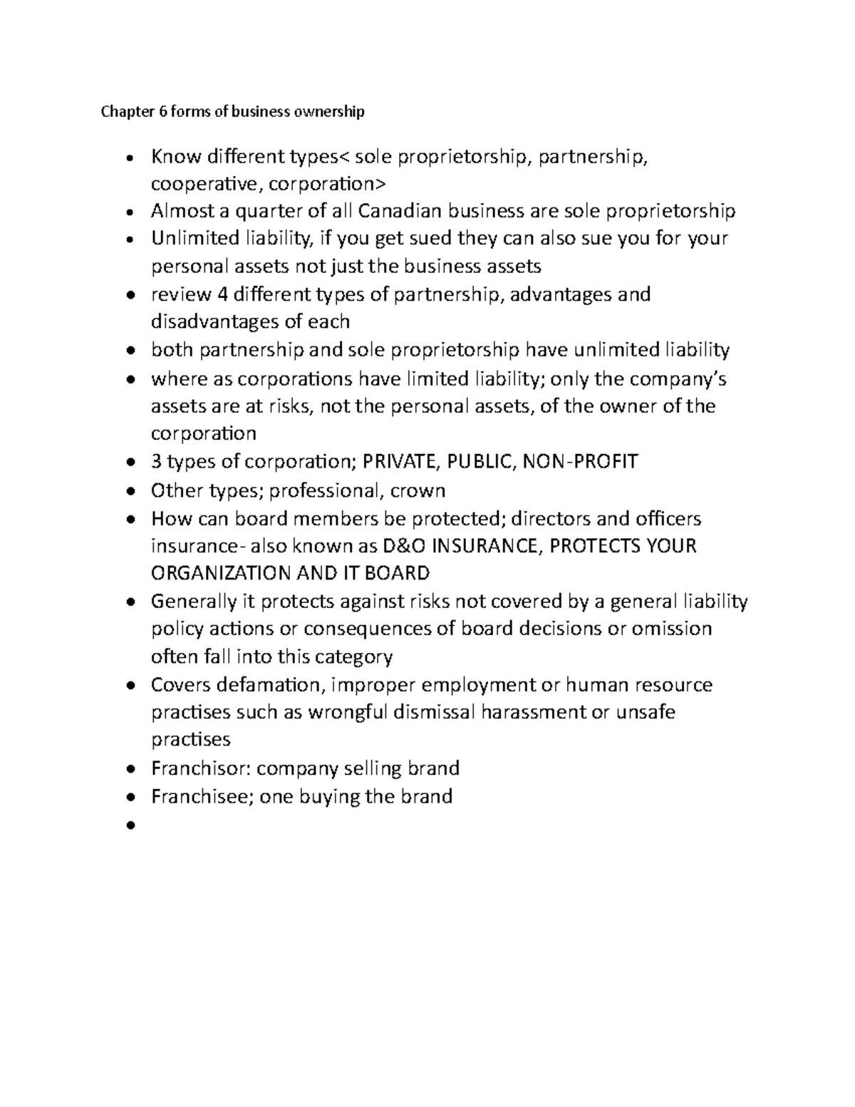 Chapter 6 forms of business ownership Chapter 6 forms of business