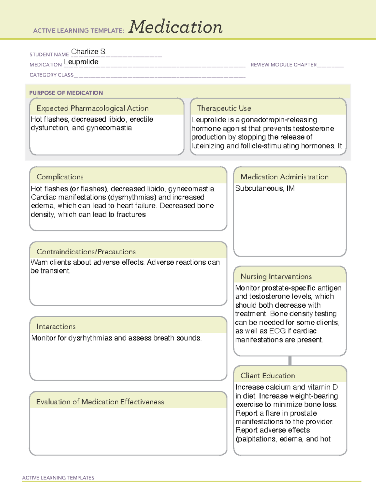 Pharm Template 2 - Nursing care - ACTIVE LEARNING TEMPLATES Medication ...