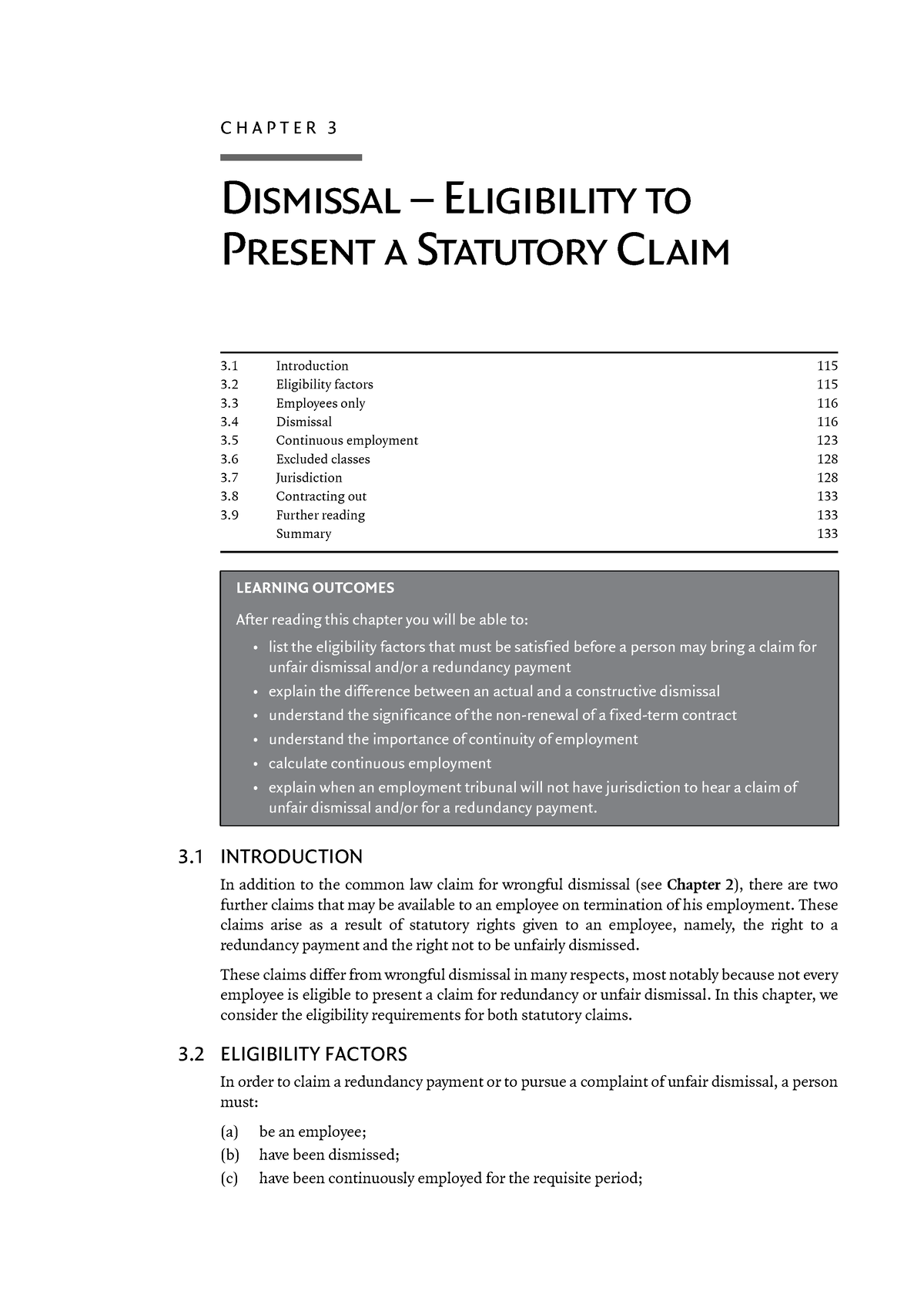 Chapter 3 - EMPLOYMENT LAW TEXTBOOK CHAP 3- UNFAIR DISMISSAL ...