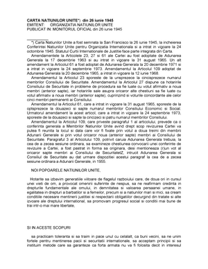Menagerry Pouch Nylon Carta Organizatiei Natiunilor Unite ONU - CARTA NATIUNILOR din 26 iunie  1945 EMITENT: ORGANIZATIA - StuDocu