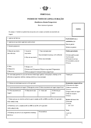 Vistos de Residência para Portugal - Longa duração