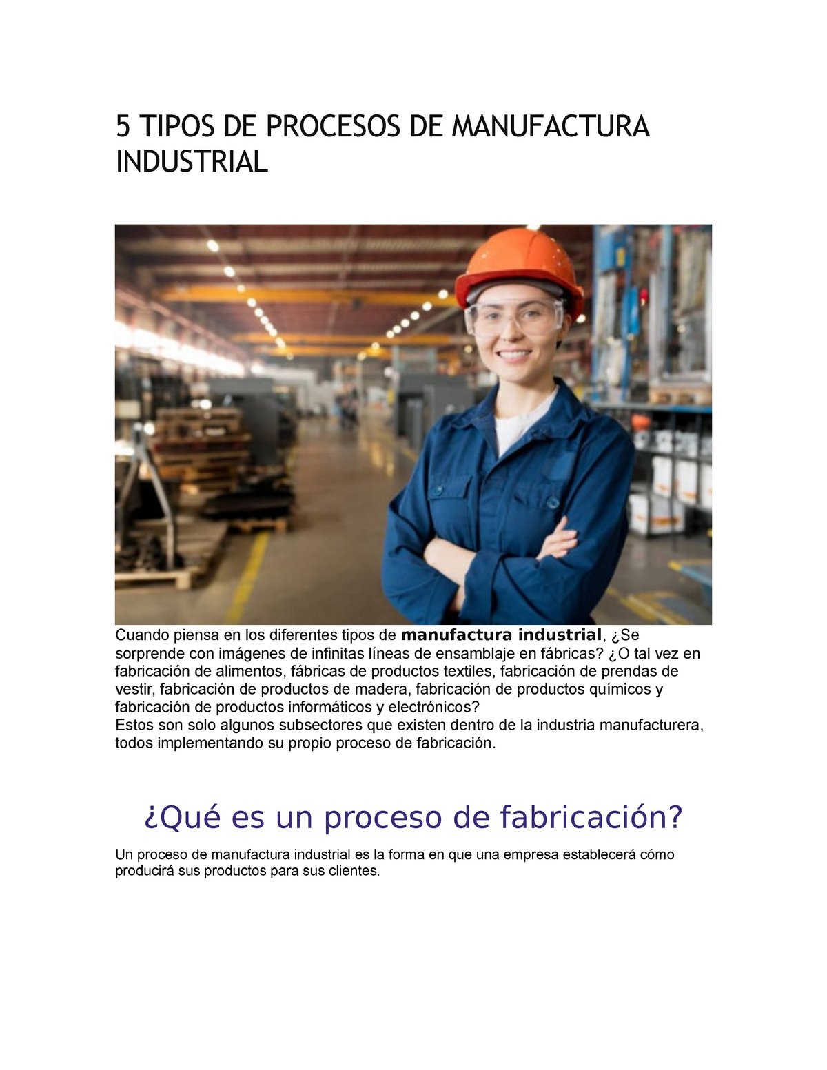 5 Tipos De Procesos De Manufactura Industrial 5 Tipos De Procesos De Manufactura Industrial 7540