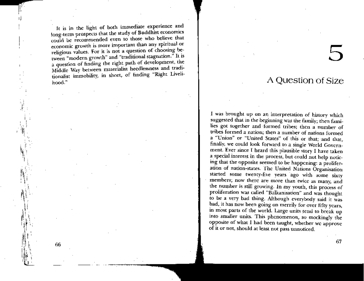 Schumacher. Small is beautiful. Chapter 5. A question of size