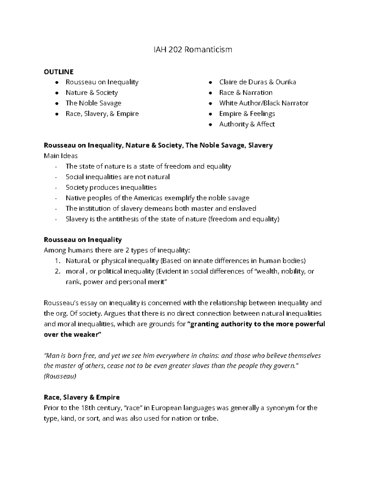 IAH 202 Romanticism - Professor Hassen - IAH 202 Romanticism OUTLINE ...