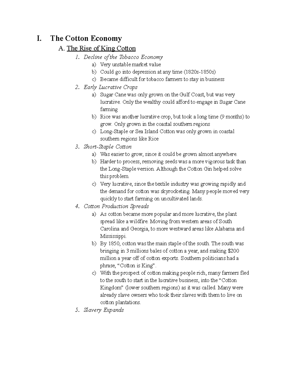 chapter 11 apush notes cotton slavery and the old south