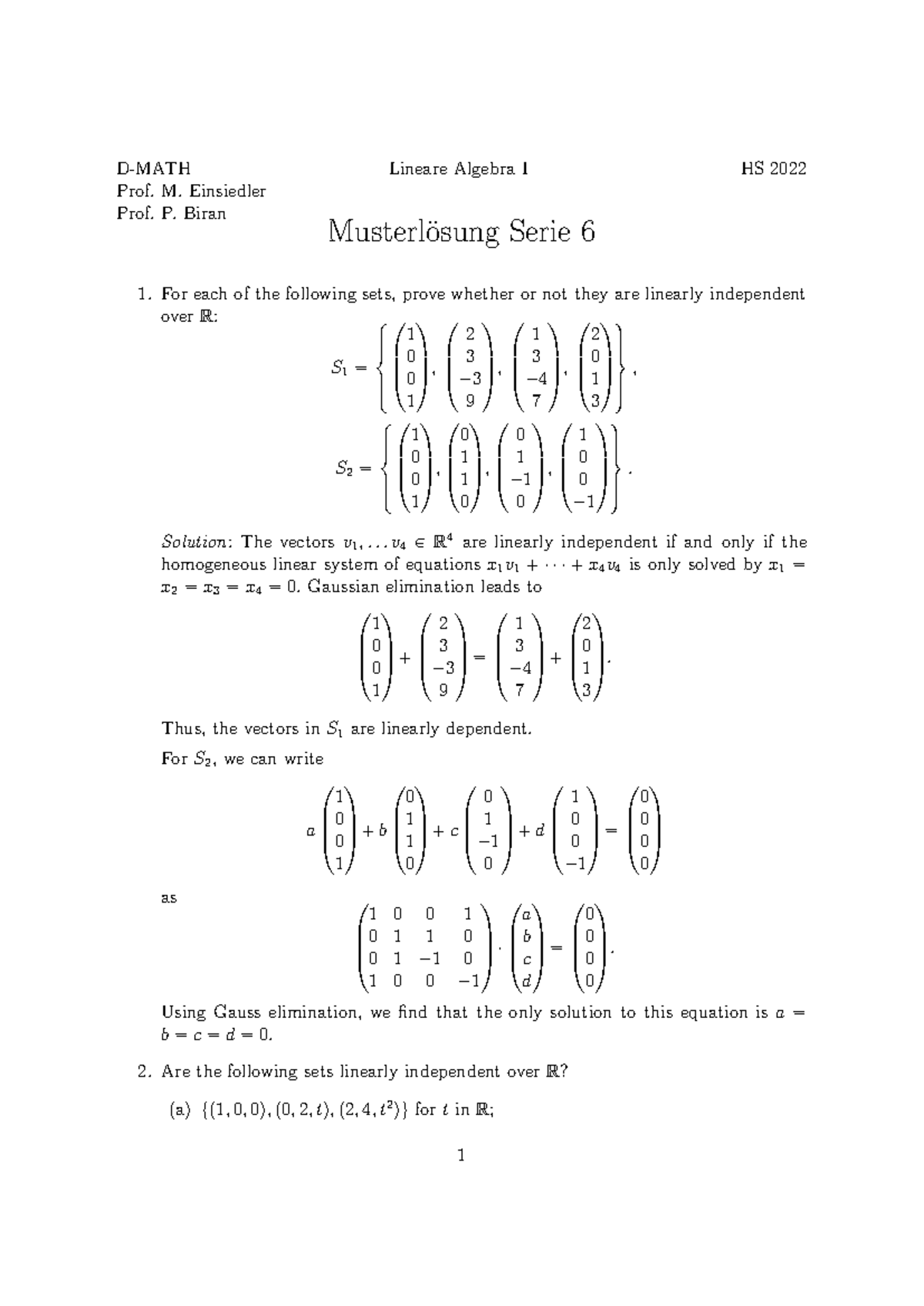 LAI sols06-en-v2 - Linear Algebra - D-MATH Lineare Algebra I HS 2022 ...