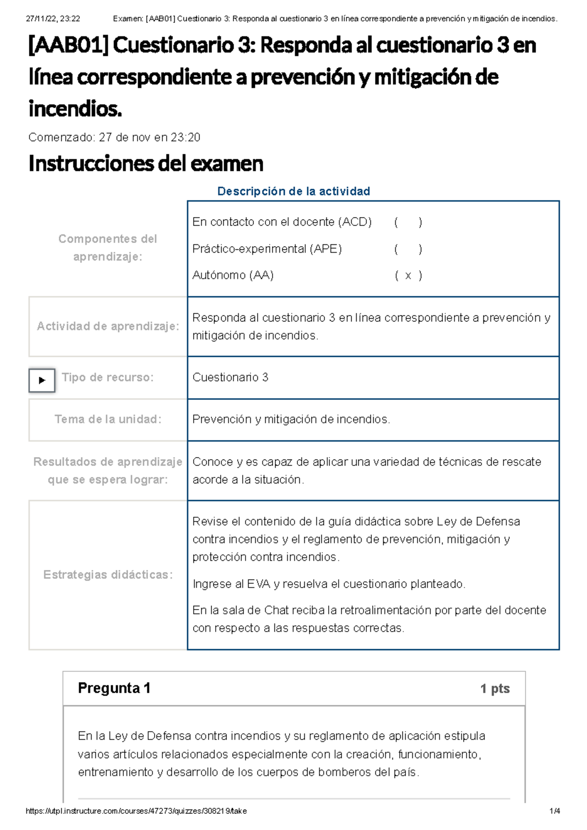 Examen [AAB01] Cuestionario 3 Responda Al Cuestionario 3 En Línea ...