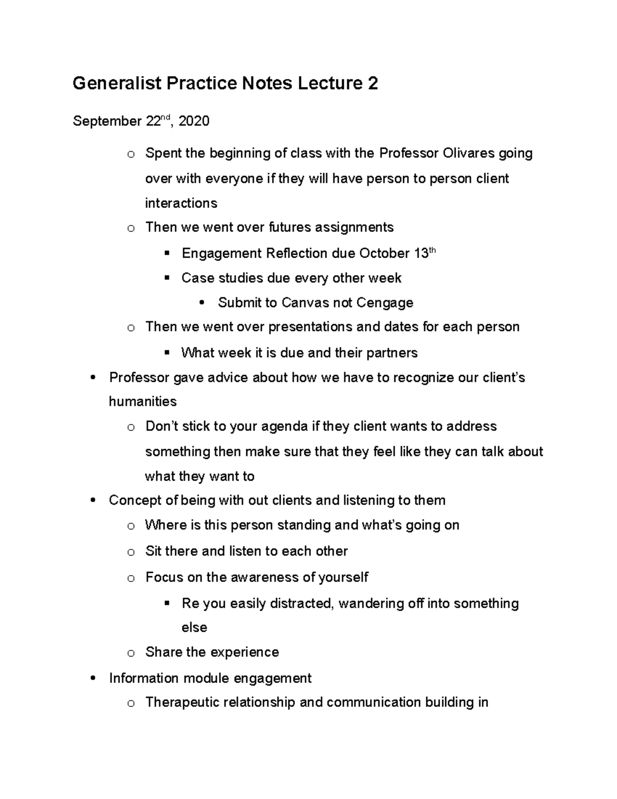 2020-9-22 Generalist Practice - Generalist Practice Notes Lecture 2 ...
