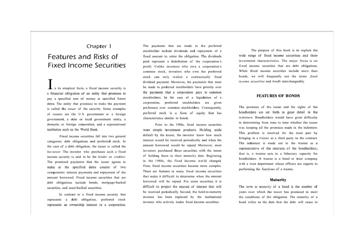 Fixed Income Notes - Post graduate program in Management - IMT G - Studocu