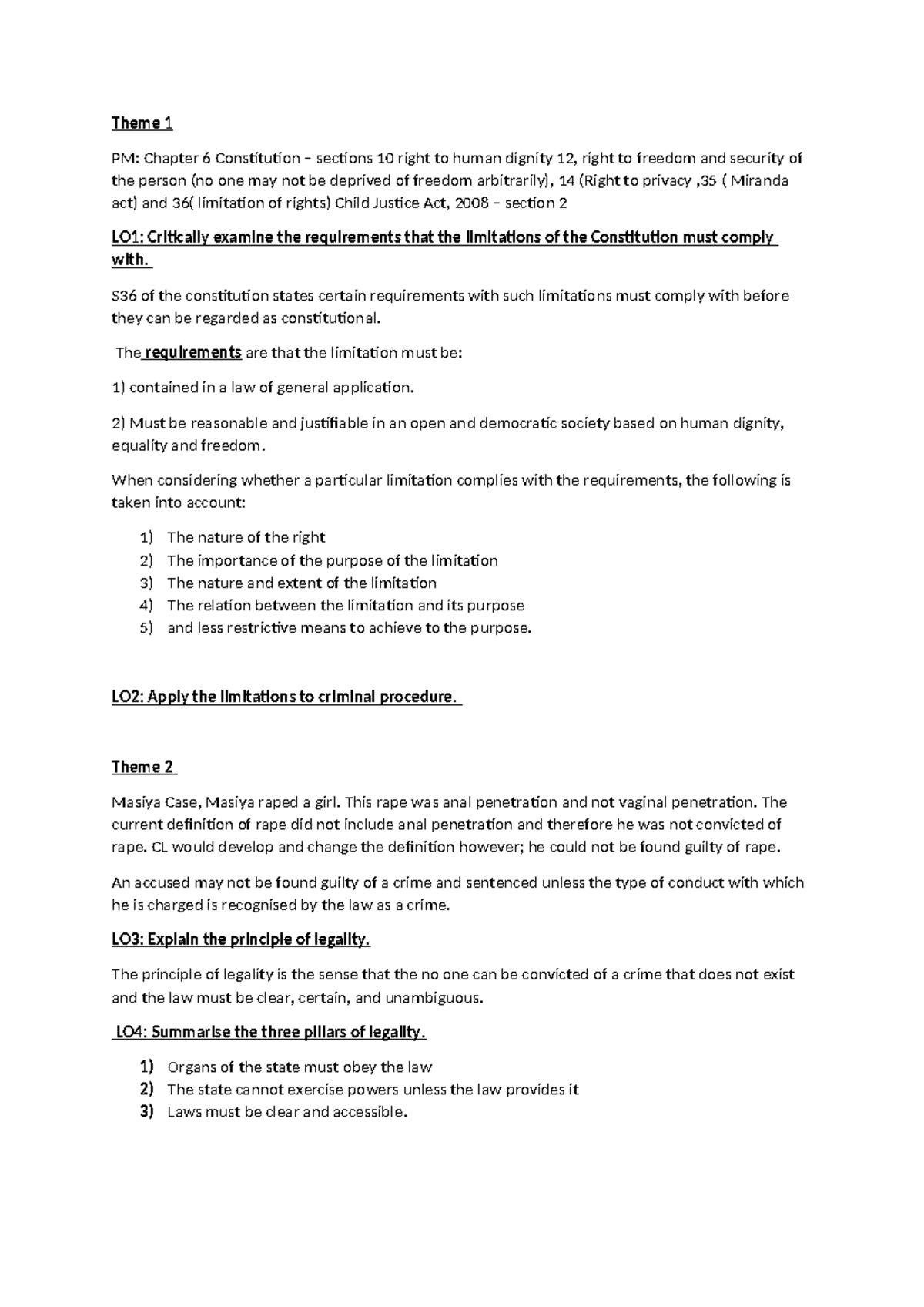 LU 4 - Summary Criminal Procedure - Theme 1 PM: Chapter 6 Constitution ...