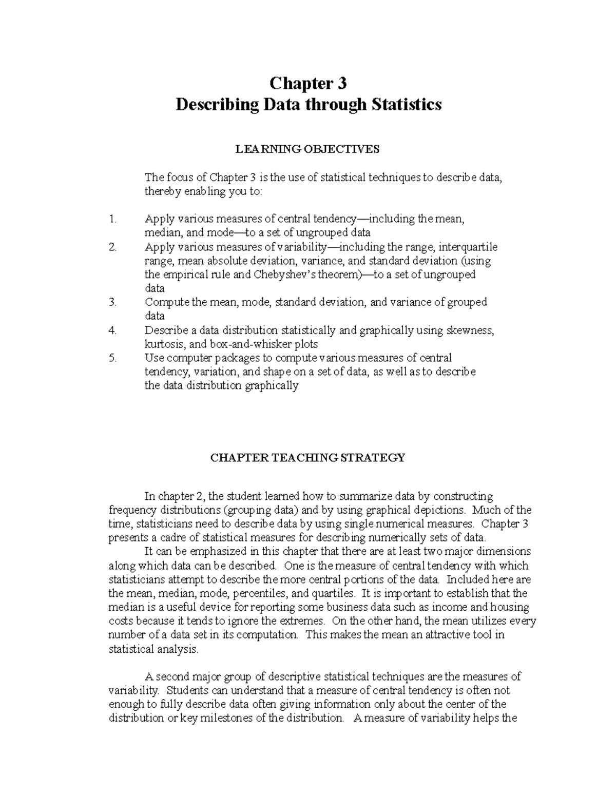 Ch03 Chapter 3 in chapter questions solutions - Chapter 3 Describing ...