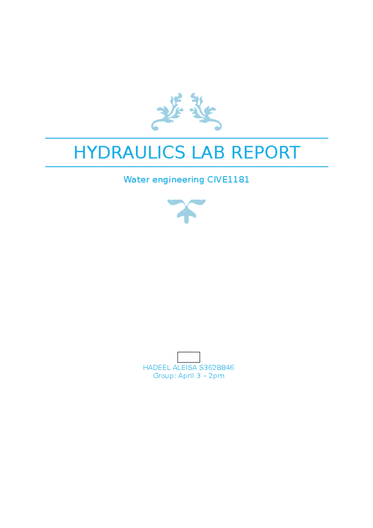 Hydraulics lab experiment on orifice meter HYDRAULICS LAB REPORT