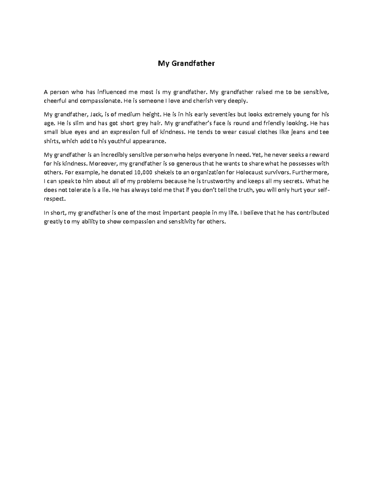 descriptive essay example about grandfather