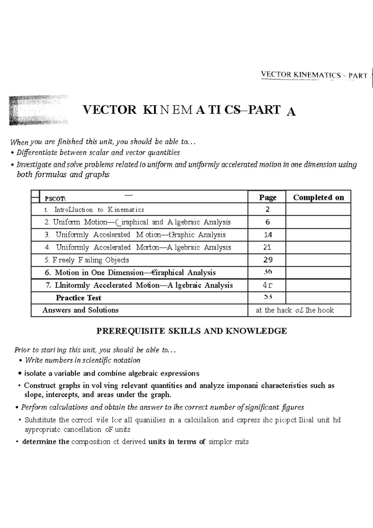 the ultimate vector kinematics assignment answers