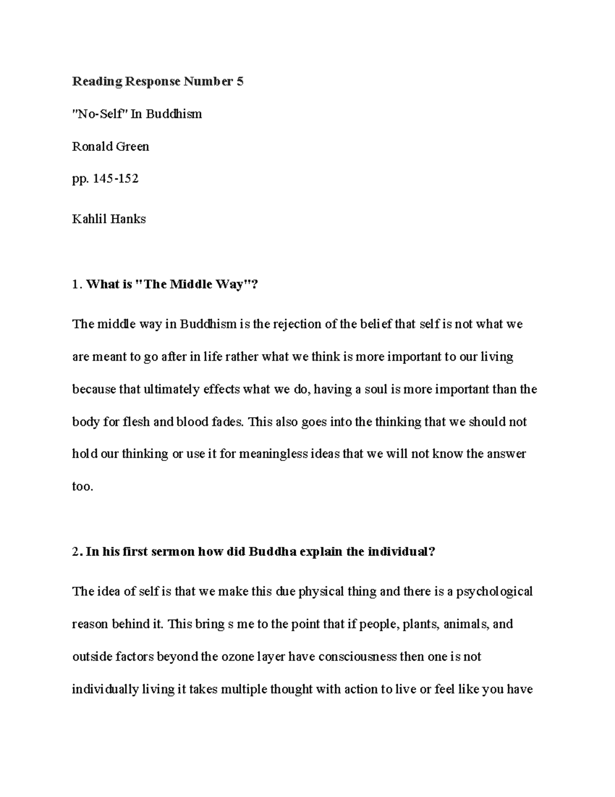 Response+Number+5 - MANDATORY - Reading Response Number 5 "No-Self" In ...